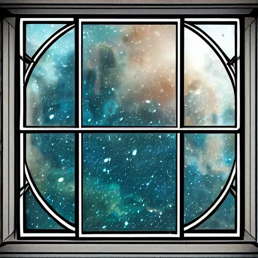 Image similar to the universe through a window, digital art, trending on artstation