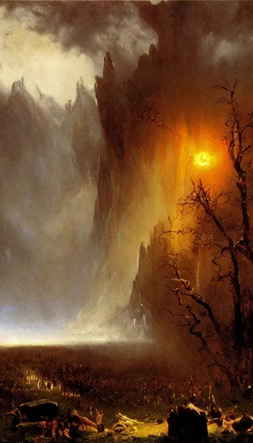 Prompt: rage, by albert bierstadt,