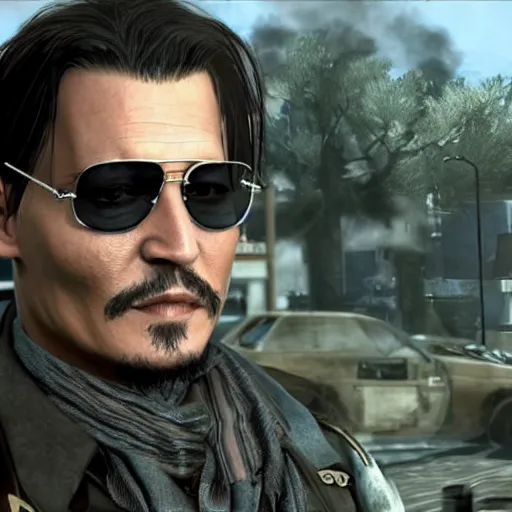 Image similar to Johnny Depp in call of duty 4k detail