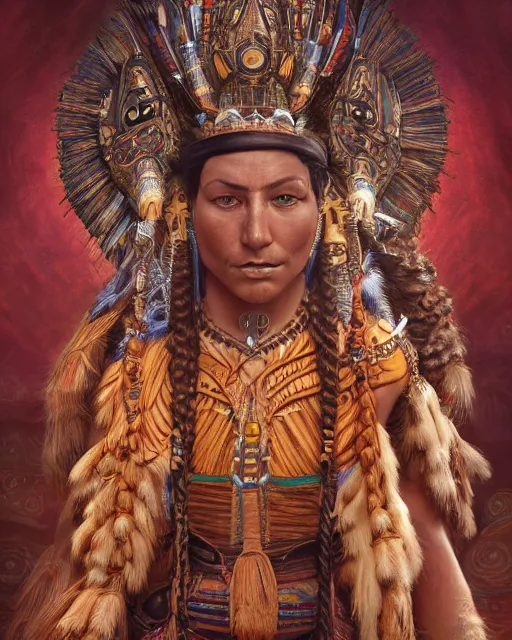 Image similar to digital painting of topa inca yupanqui, by filipe pagliuso and justin gerard, symmetric, fantasy, highly detailed, realistic, intricate, portrait, sharp focus, tarot card