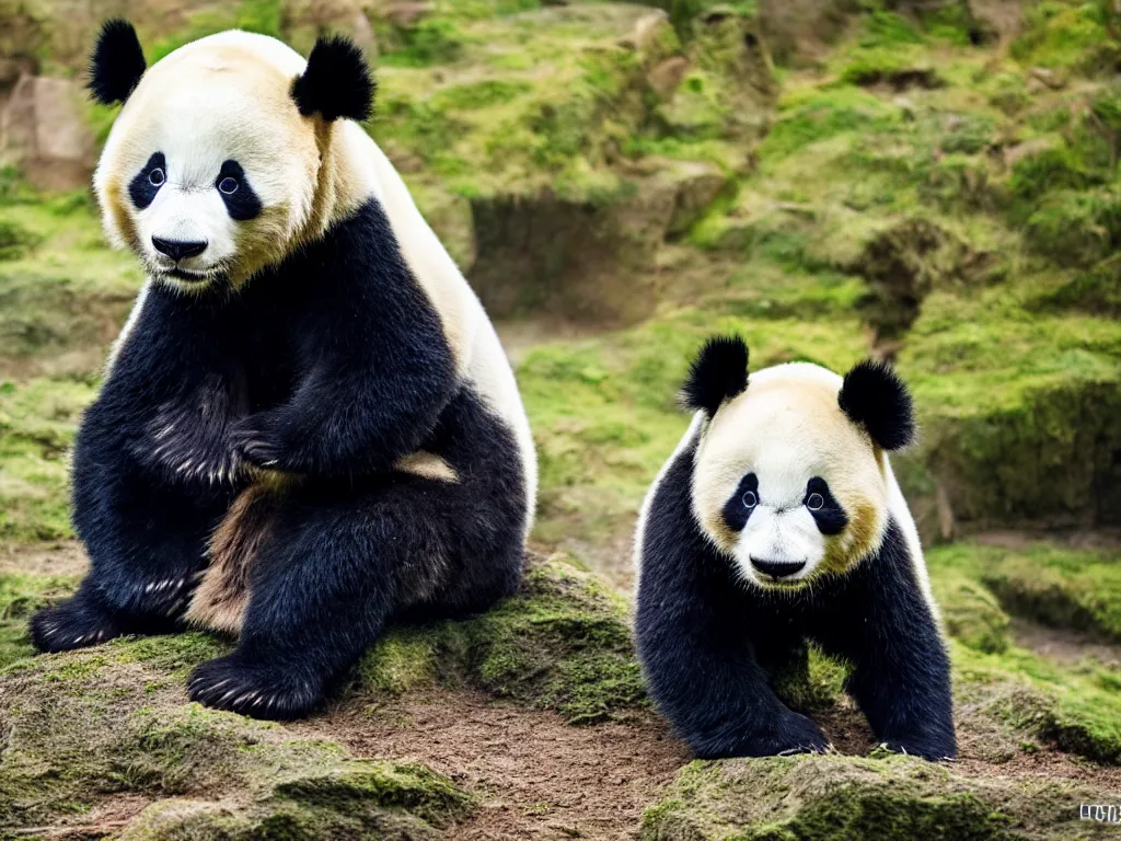 Image similar to panda in japan park, hyperrealistic, photography, highly detailed, 8 5 mm, f / 1. 3, foggy, dramatic lighting, 4 k, beautiful