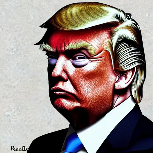 Prompt: donald trump concept art by René Laloux