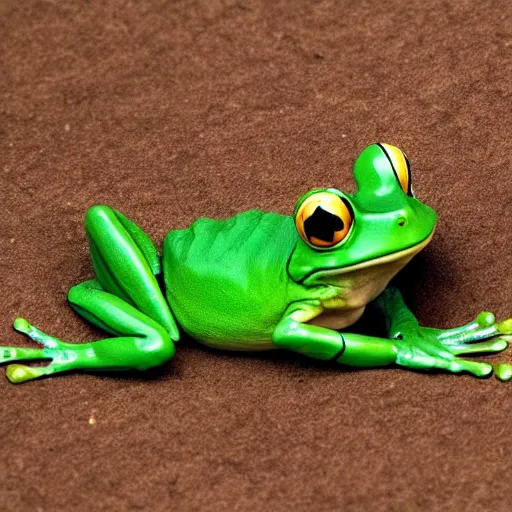 Prompt: frog with a human body