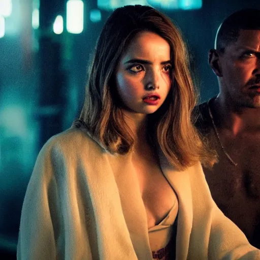 Image similar to a movie still of ana de armas as rachael n blade runner