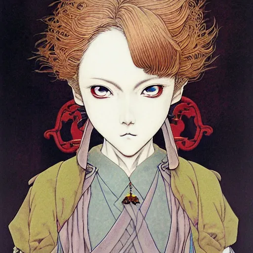 Image similar to prompt : portrait of fantasy character painted in miyazaki color style drawn by katsuhiro otomo and takato yamamoto, inspired by fables, china doll face, smooth face feature, intricate oil painting, high detail, sharp high detail, manga and anime 2 0 0 0