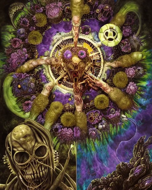 Image similar to the platonic ideal of flowers, rotting, insects and praying of cletus kasady carnage thanos dementor doctor manhattan chtulu mandelbulb mandala spirited away bioshock davinci the witcher, d & d, fantasy, ego death, decay, dmt, psilocybin, art by anders zorn and giuseppe arcimboldo