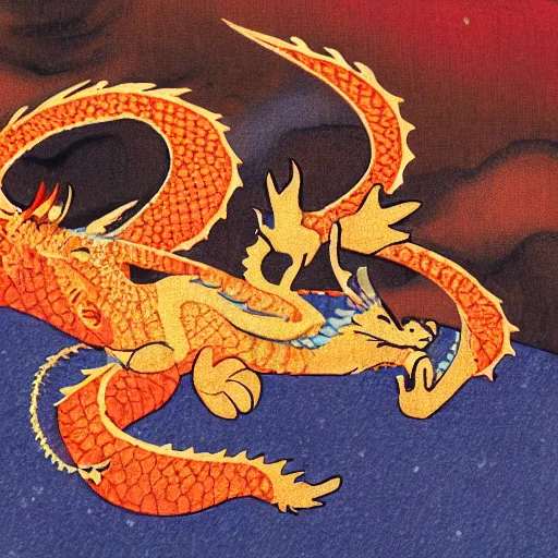 Image similar to dragon sleeping on a pile of fabric