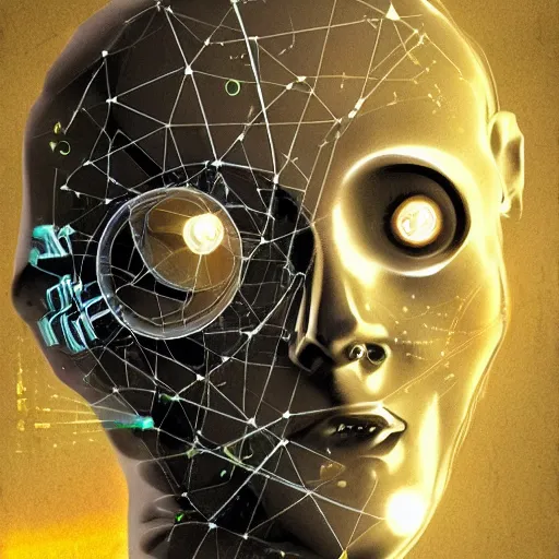 Prompt: artificial intelligence becomes self aware, concept art, illustration