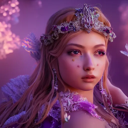 Image similar to wonderful princess of amethyst with fair skin, ornate 8 k gorgeous intricate detailed, accent lighting, dramatic light, octane render