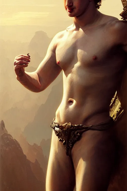 Image similar to Mark Zuckerberg as a Greek god, gorgeous, amazing, muscular, fit, very muscular male body, intricate, highly detailed, digital painting, artstation, concept art, sharp focus, illustration, art by greg rutkowski and alphonse mucha