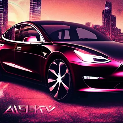 Prompt: cyberpunk synthwave a tesla model 3 in the soviet yard intricate elegant concept art smooth sharp focus futuristic cgsociety
