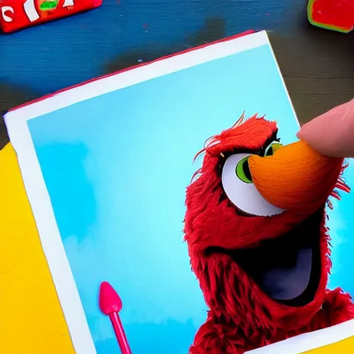 Image similar to Elmo Playing gutair, hyper realistic, HD, HQ, photo realistic