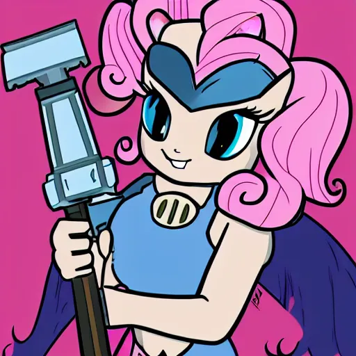 Image similar to Pinkie Pie as the Doomslayer