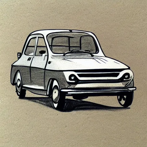 Prompt: “Renault 4 1965 hand drawn sketch”