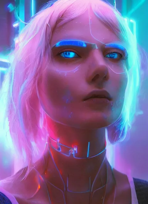 Image similar to an attractive caucasian female humanoid with freckles, cyber neon lighting, futurism, intricate futuristic jewelry accessories, cyberpunk high fashion, profile posing, hyper photorealistic, crispy quality, digital photography, trending in artstation, trending in pinterest, cinematic, 4 k ultra hd, art by pascal blanche, art by greg rutkowski,