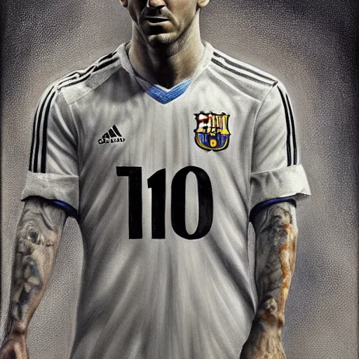 Image similar to lionel messi looking angry, intricate, elegant, highly detailed, digital painting, artstation, concept art, matte, sharp focus, illustration, art by gertrude abercrombie