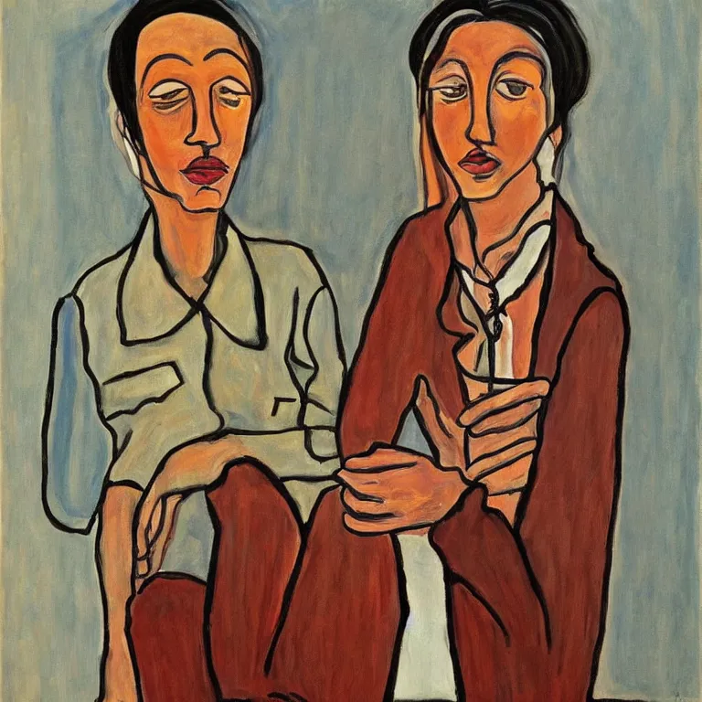 Prompt: a beautiful world by Alice Neel