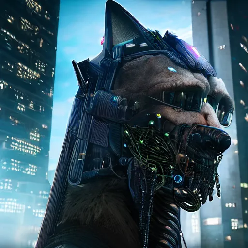 Image similar to cyberpunk werewolf in a futuristic city, ultra detail, unreal engine, 8 k