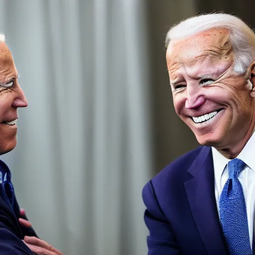 Image similar to A photo of joe biden teams up with a teenage joe biden, perfect faces, 50 mm, award winning photography