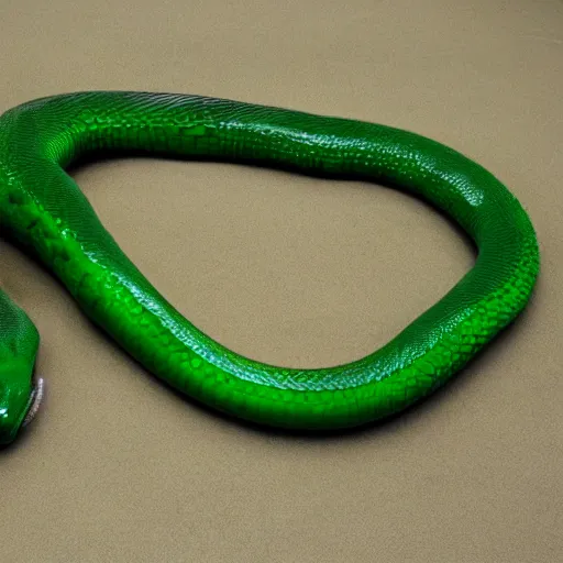 Prompt: long green serpent reptile combined with Solid Snake