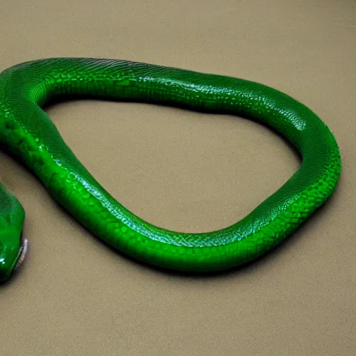 Image similar to long green serpent reptile combined with Solid Snake