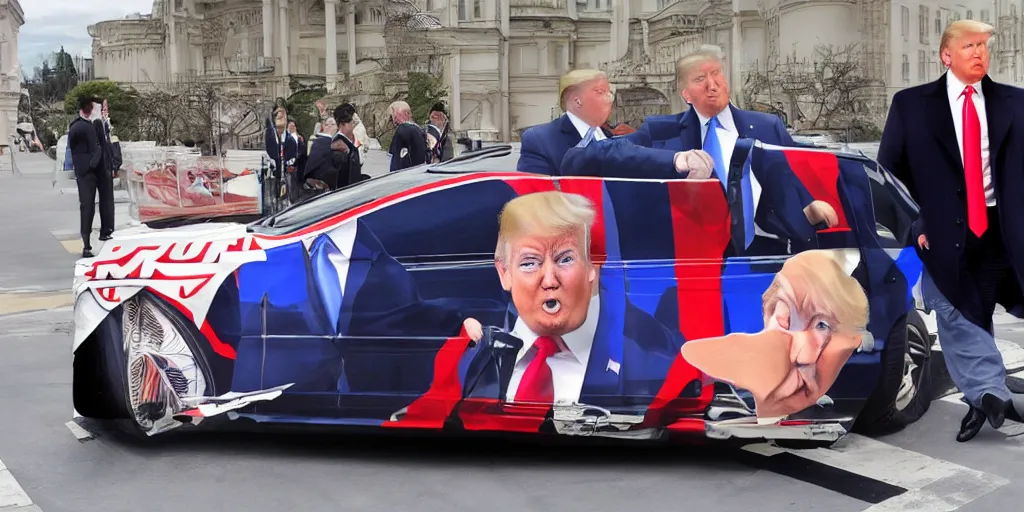 Image similar to trump, putin, anime car wrap