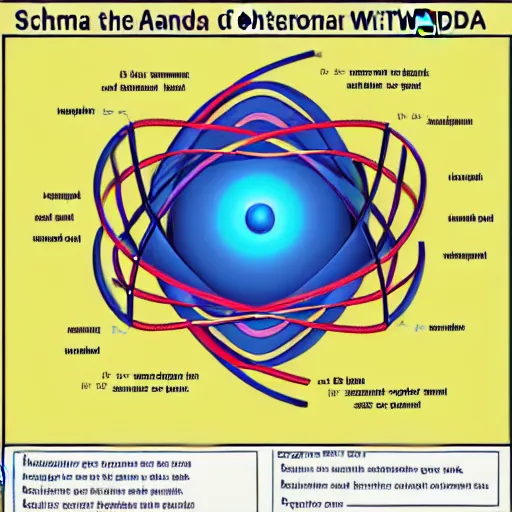 Image similar to schema of the inner workings of an atom and electron wit DNA