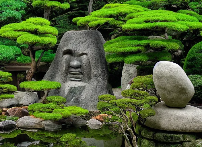 Image similar to japanese garden of an ancient god by wayne barlowez