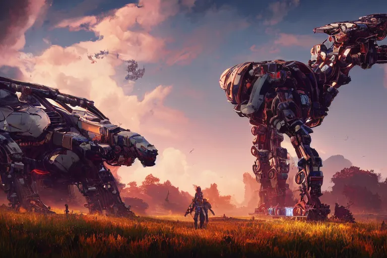 Image similar to stalker machine mecanical creature robot of horizon forbidden west horizon zero dawn radiating a glowing aura global illumination ray tracing hdr fanart arstation by ian pesty and alena aenami artworks in 4 k