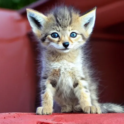 Prompt: an adorable coyote kitten