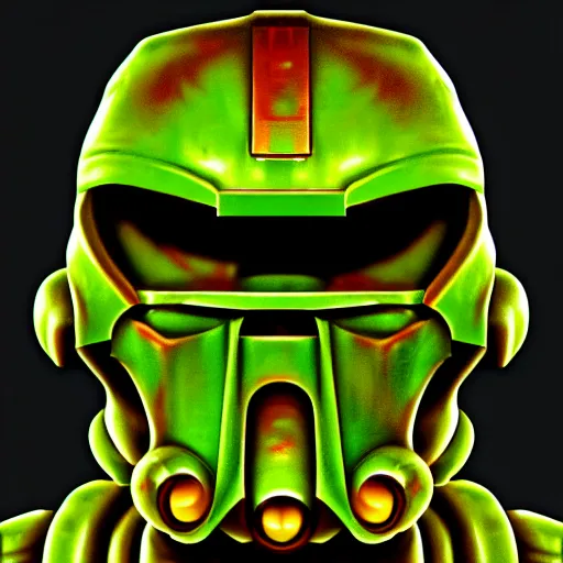 Image similar to portrait of doomguy from game doom, highly detailed, 8 k render centered, digital painting