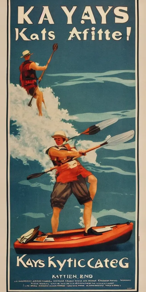 Image similar to a 1 9 2 0 s poster advertising kayaks