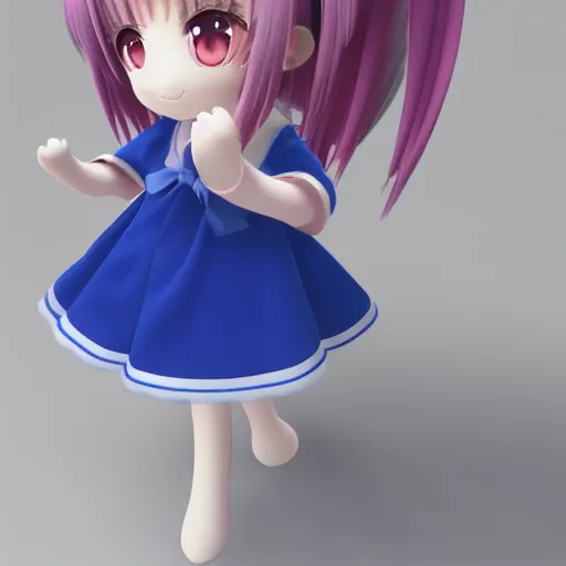 Image similar to cute fumo plush of a canine girl in a blue dress, anime girl, velvet, vray