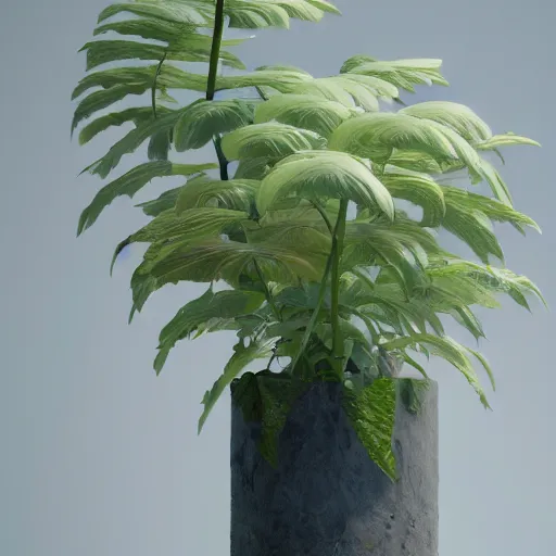 Image similar to a beautiful plant, aesthetic, oil painting, pale colors, high detail, 8 k, wide angle, octane render, trending on artstation,