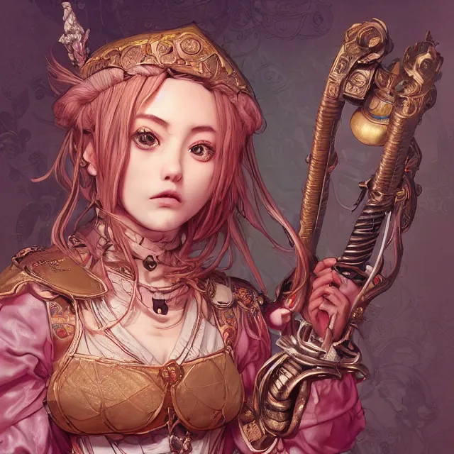 Prompt: the portrait of neutral good colorful female cleric bard as absurdly beautiful, gorgeous, elegant, young gravure idol, an ultrafine hyperdetailed illustration by kim jung gi, irakli nadar, intricate linework, super sharp focus, bright colors, octopath traveler, final fantasy, unreal engine 5 highly rendered, global illumination, radiant light, detailed and intricate environment
