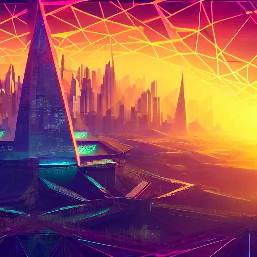 Image similar to matte painting of the sacred geometry of cyberpunk, brilliant colors, extremely detailed, very very detailed, in the style of alena aenami by Alex grey, HD, 4k, 8k