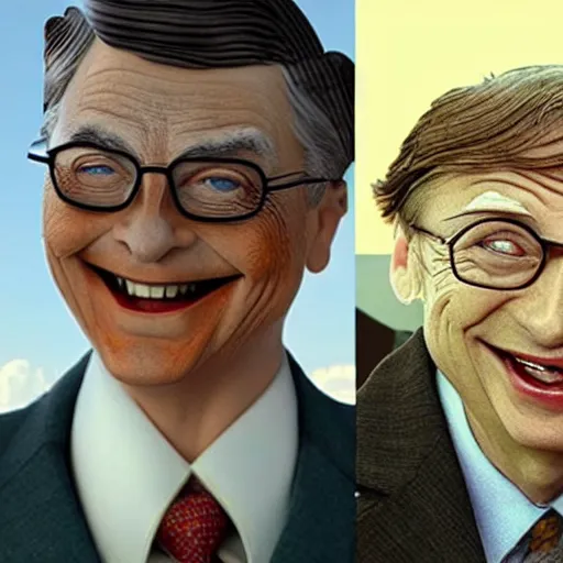 Prompt: surfing bill gates as mr. bean as the joker from batman, surfing still from batman vs bean at the beach, 2 0 2 0