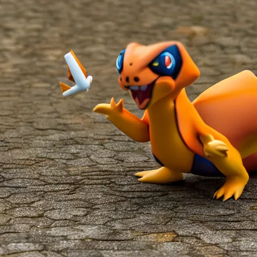 Prompt: high definition photograph, shot with sigma f / 4. 2, 5 0 mm sharp lens, shallow depth of field, pokemon : ( subject = charizard + subject detail = photo realistic, high detail, accurate features )