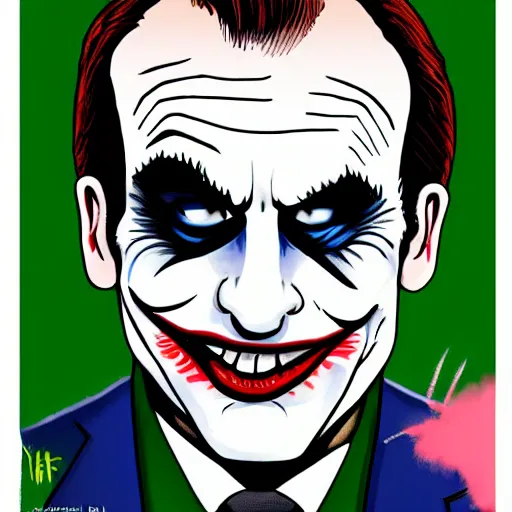 Image similar to [portrait of Macron as the Joker]