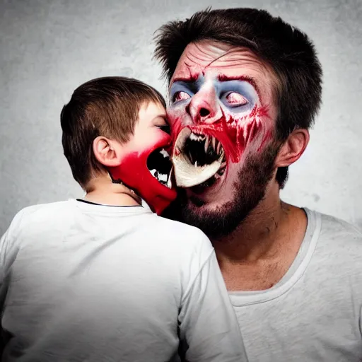 Image similar to a cannibal eating a scared human