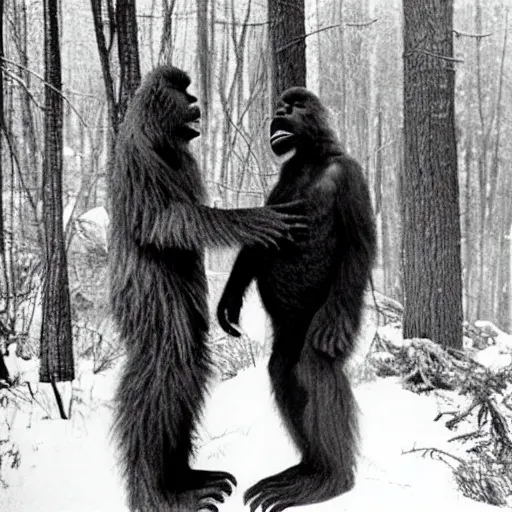 Image similar to us color footage of big foot making trade deals with joe biden, photograph, big foot, award winning photo, 3 5 mm lense, bigfoot