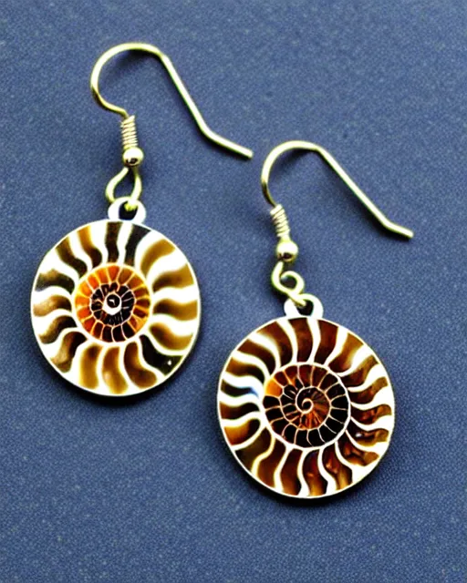 Image similar to ammonite fossil, 2 d lasercut earrings,
