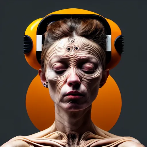 Prompt: Colour Caravaggio style Photography of full body of a Beautiful woman with highly detailed 1000 years old face wearing higly detailed sci-fi VR headset designed by Josan Gonzalez Many details. . In style of Josan Gonzalez and Mike Winkelmann andgreg rutkowski and alphonse muchaand Caspar David Friedrich and Stephen Hickman and James Gurney and Hiromasa Ogura. Rendered in Blender and Octane Render, volumetric natural light