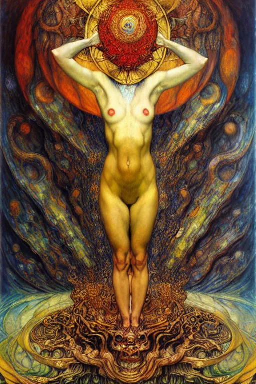 Image similar to Divine Chaos Engine by Karol Bak, Jean Delville, William Blake, Gustav Klimt, and Vincent Van Gogh, symbolist, visionary