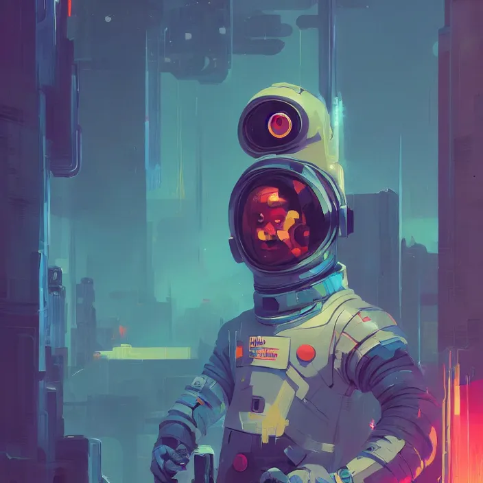 Image similar to a beautiful painting of a cyberpunk astronaut by sergey kolesov and sachin teng and pascal blanche. in style of digital art. colorful comic, symmetry, hyper detailed. octane render. trending on artstation