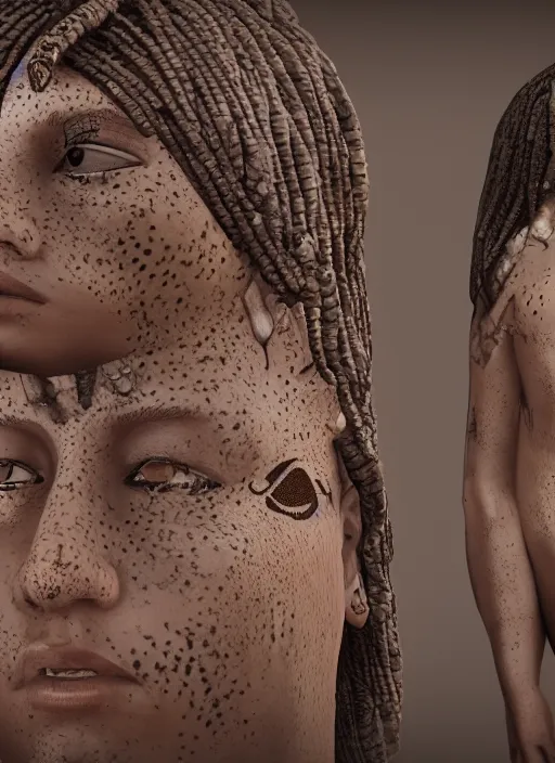 Prompt: : human with hieroglyphic pattern skin all over hyper detailed dalle2 3d render unity gigapixel unrealengine octane