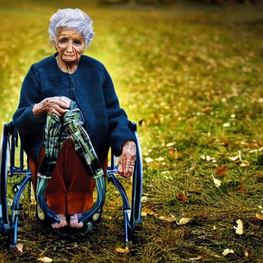 Prompt: an old woman with robotic legs, National Geographic photo, as coherent as Dall-E 2