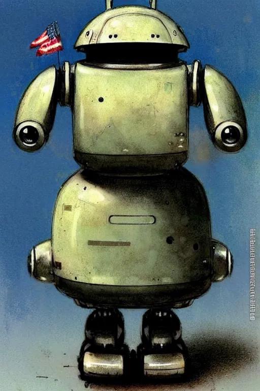 Prompt: ( ( ( ( ( 1 9 5 0 s retro future android robot fat robot mouse wagon. muted colors., ) ) ) ) ) by jean - baptiste monge,!!!!!!!!!!!!!!!!!!!!!!!!!