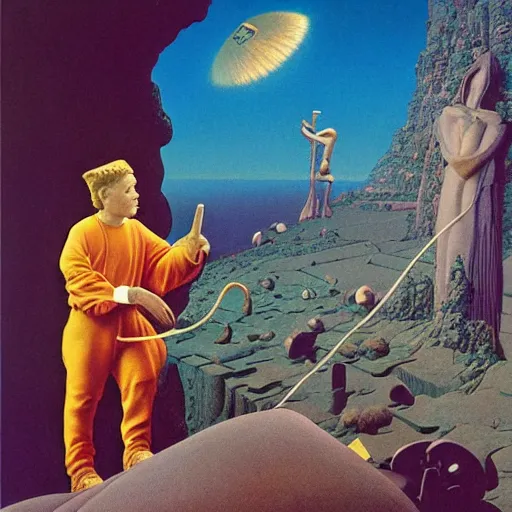 Prompt: 👨🏽🚀 🧬 by james c. christensen and maxfield parrish