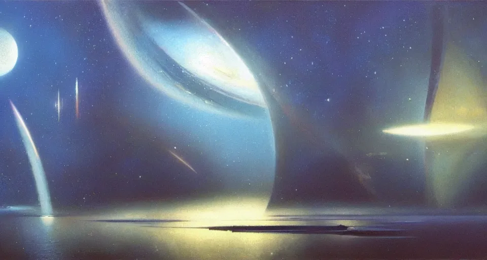 Image similar to masterpiece oil painting by the great famous sci - fi artist john harris.